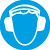 Знак M03 Работать в защитных наушниках (пленка 200х200 мм)